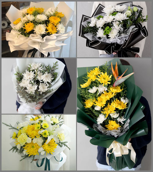 山东青岛胶州市胶东街道小姜戈庄村白事花束代送